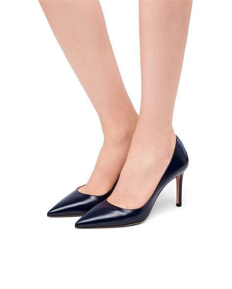 prada black saffiano pumps|Prada black saffiano textured patent almond toe pumps size 38.